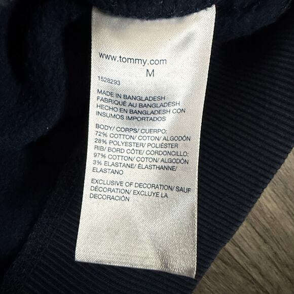 Tommy Hilfiger Navy Blue Crewneck Sweatshirt Men’s Medium Embroidered Logo - Picture 4 of 6